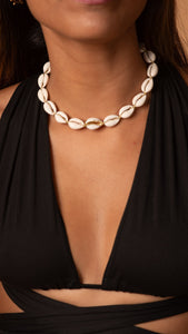 Gold Stripe Cowrie Choker Necklace