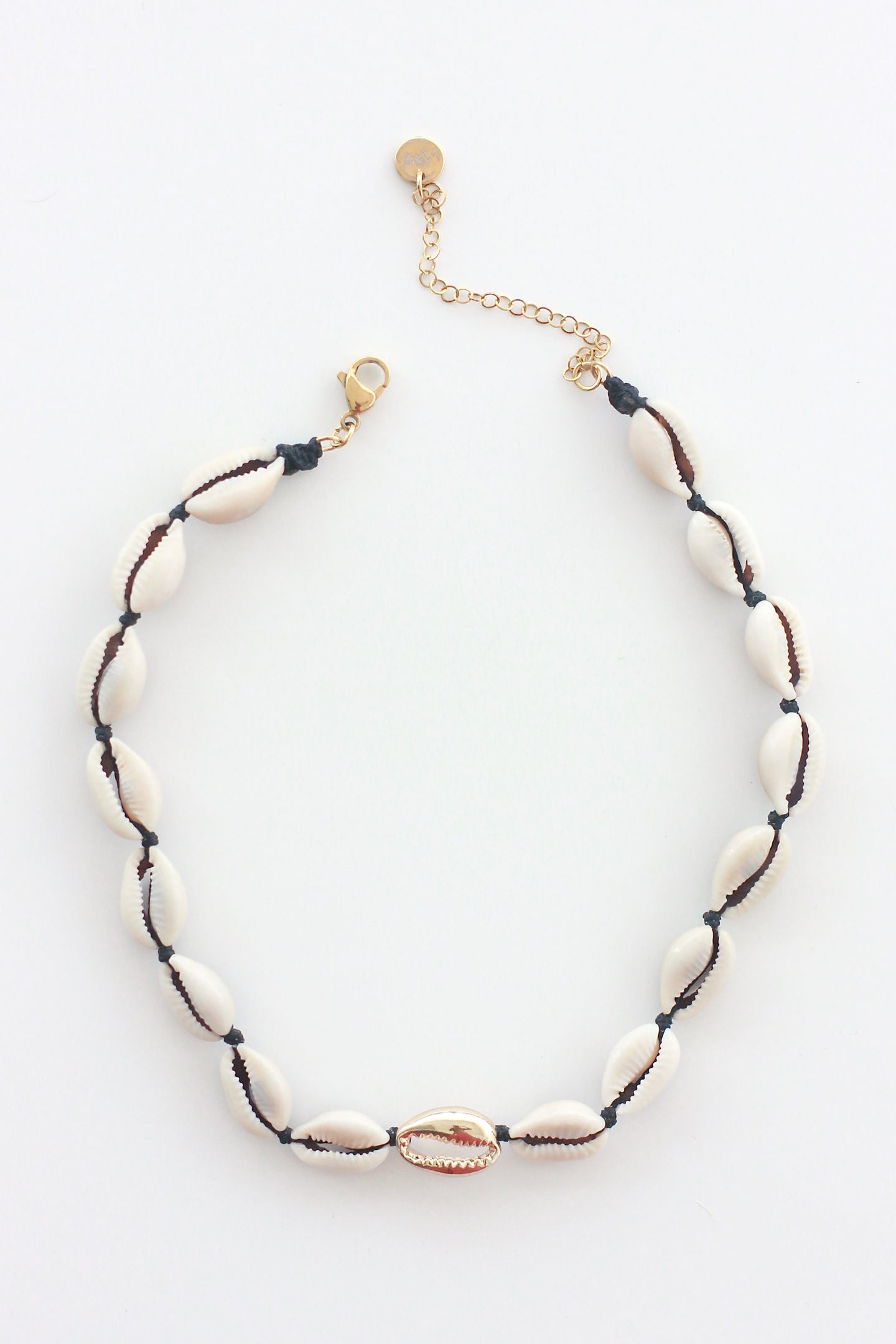 Golden Cowrie Shell Necklace (black)