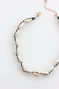 Golden Cowrie Shell Necklace (black)