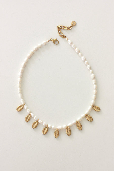 Multi Cowrie Charm Pearl Necklace