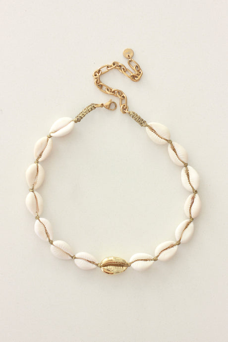 One Gold Cowrie Choker Necklace