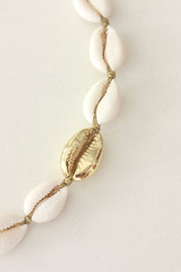 One Gold Cowrie Choker Necklace