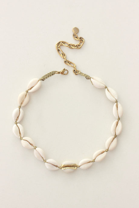 Gold Stripe Cowrie Choker Necklace