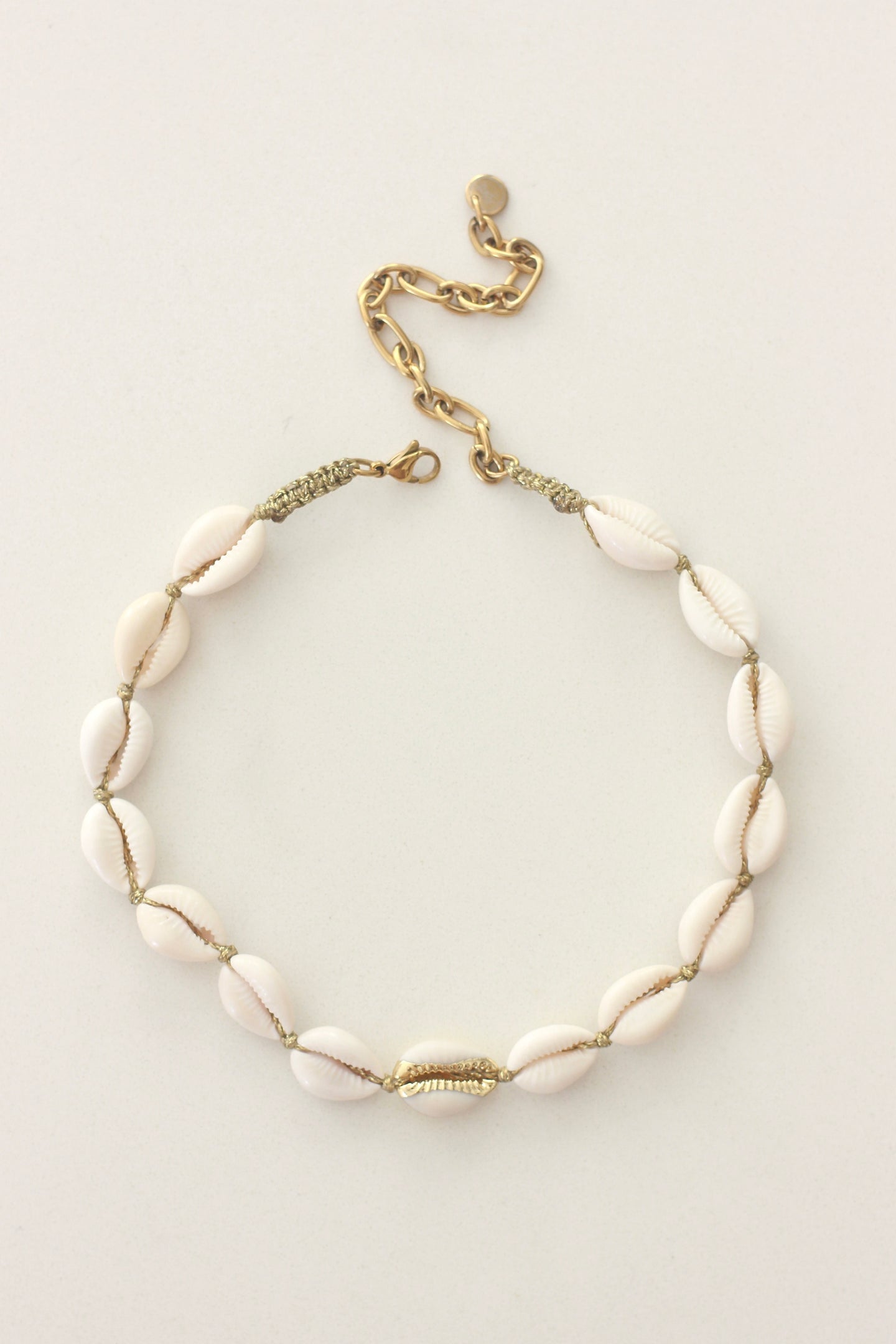 Gold Stripe Cowrie Choker Necklace