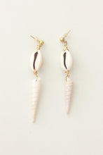 Load image into Gallery viewer, Cowrie and Spiral Shell Earrings
