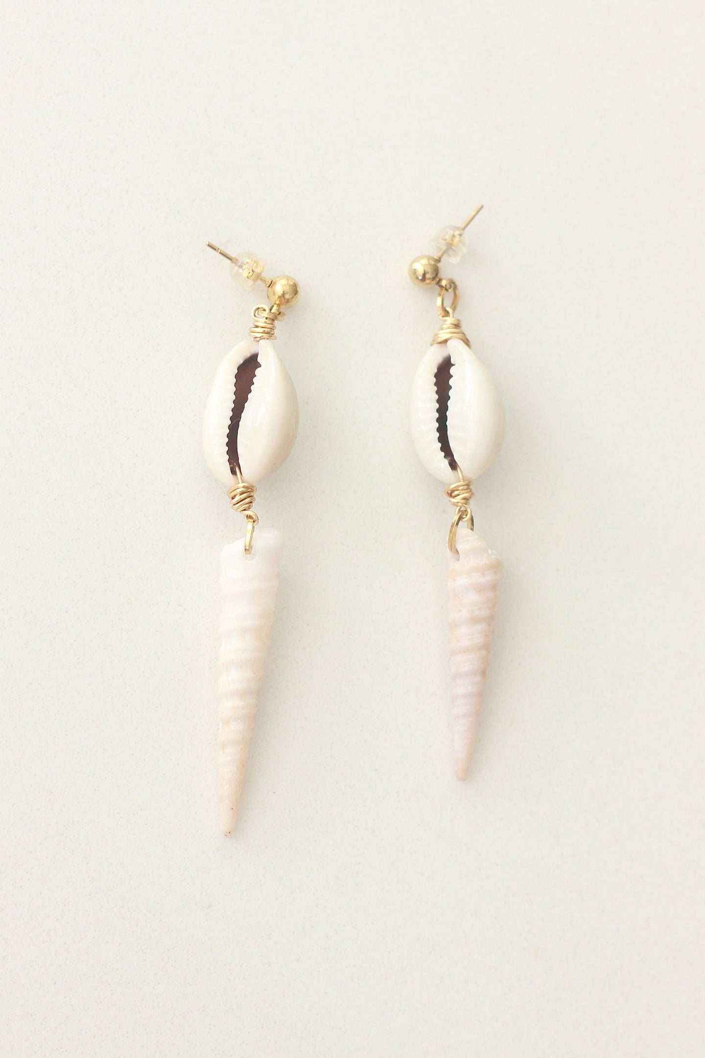 Cowrie and Spiral Shell Earrings