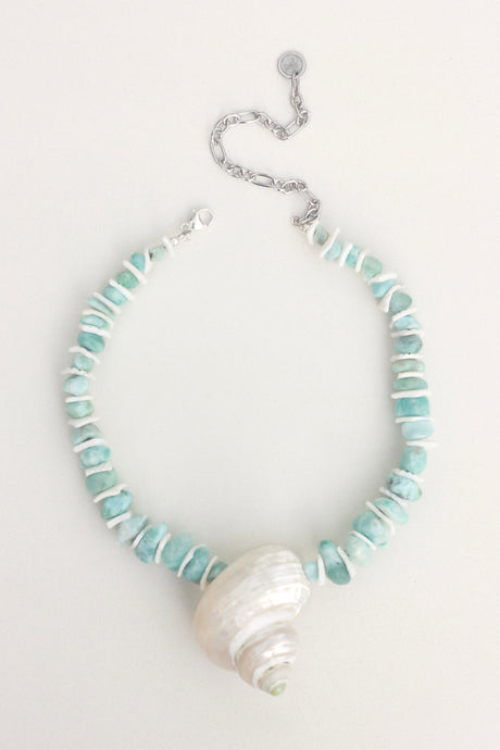 Larimar Shelly Turbo Necklace