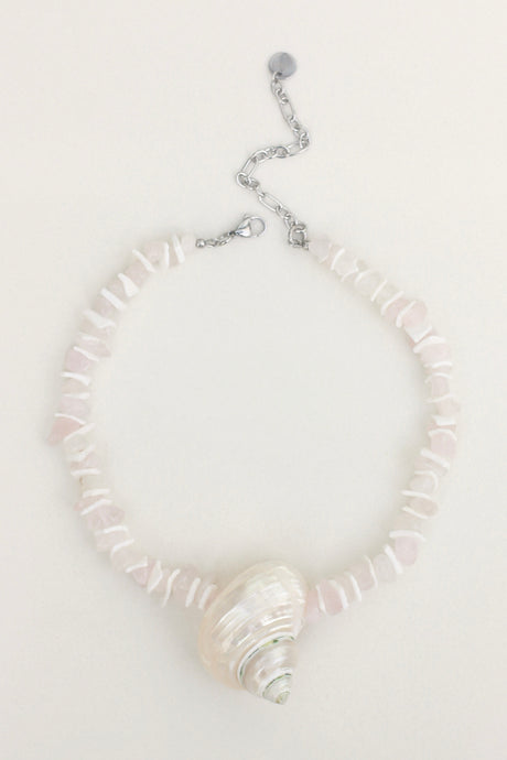 Rose Quartz Shelly Turbo Necklace