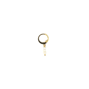 Tiny triple Cultured Pearls Huggie Earrings
