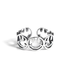 Happy Face 925 Sterling Silver Ring 4.0