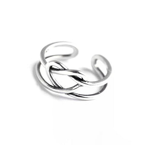 Double band Pretzel Heart 925 Sterling Silver Ring