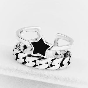 Black Star 925 Sterling Silver Ring