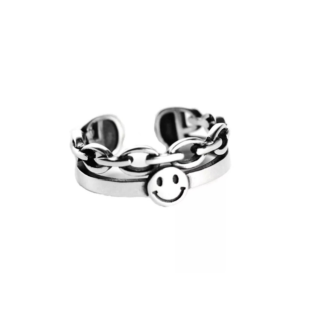Happy Face 925 Sterling Silver Ring 1.0