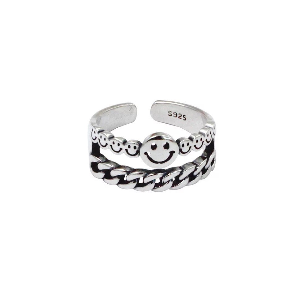 Happy Face 925 Sterling Silver Ring 2.0