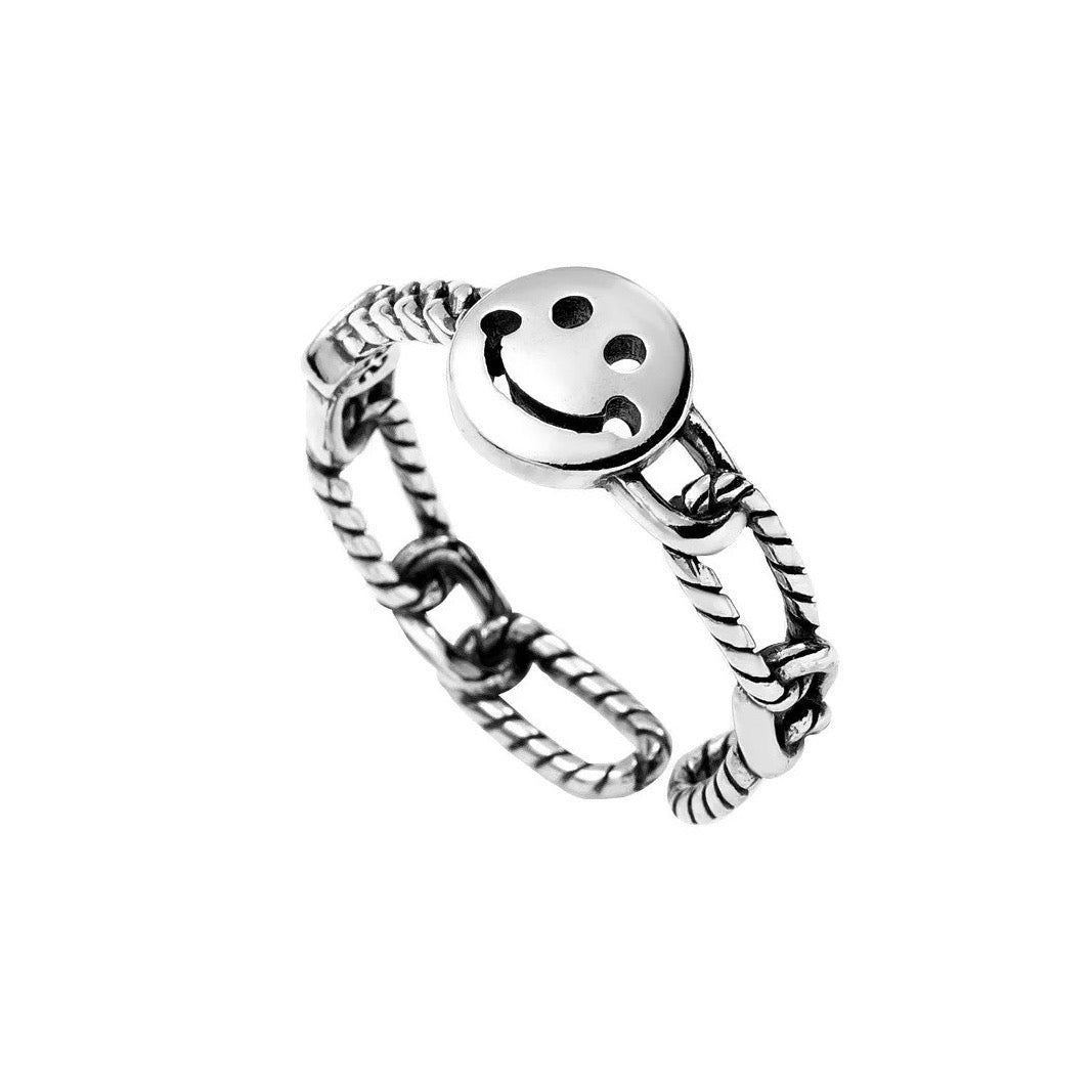 Happy Face 925 Sterling Silver Ring 3.0
