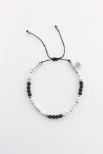 Load image into Gallery viewer, Adjustable White Howlite and Black Lava Stone Bracelet