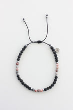 Load image into Gallery viewer, Adjustable Pink Zebra Jasper and Black Lava Stone Bracelet