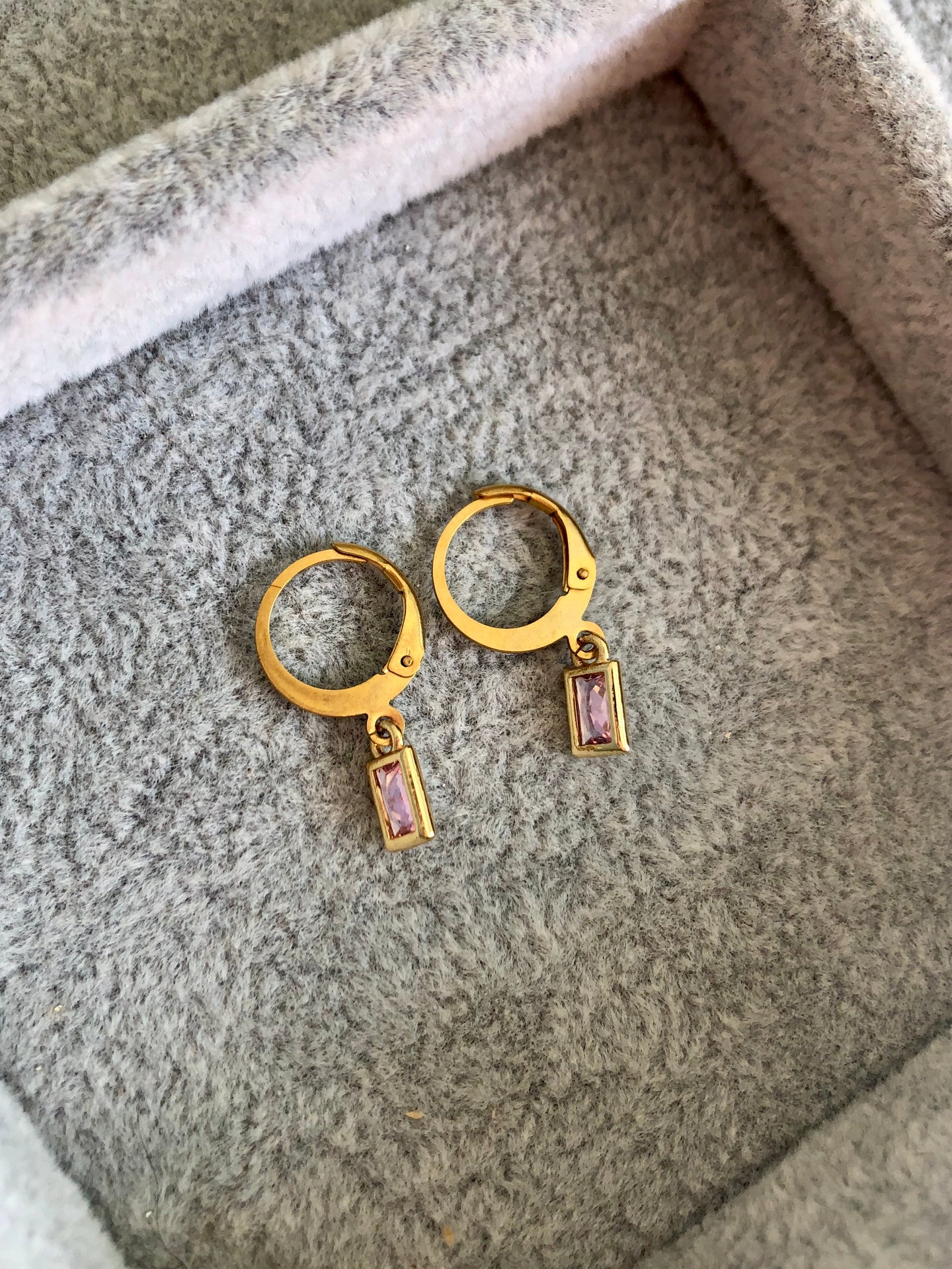 Pink Zircon Huggie Earrings