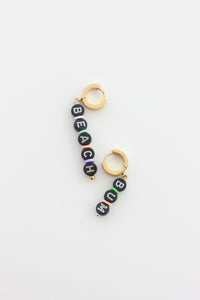 Black Acrylic Letter Earrings