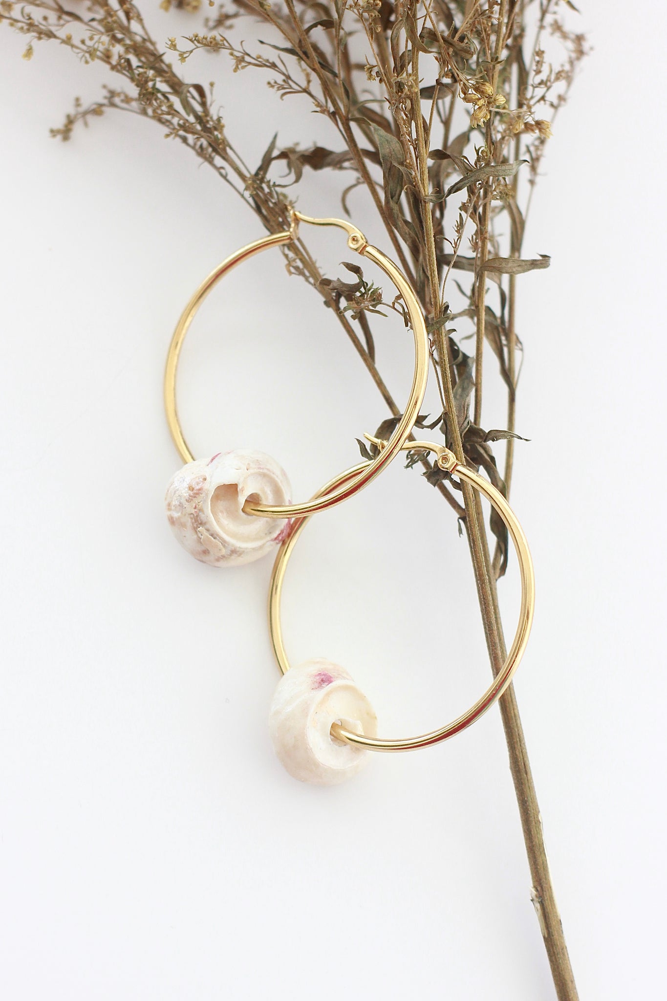 Puka shell hot sale hoop earrings